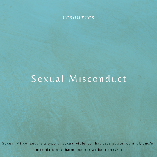 Sexual misconduct resources link on blue background