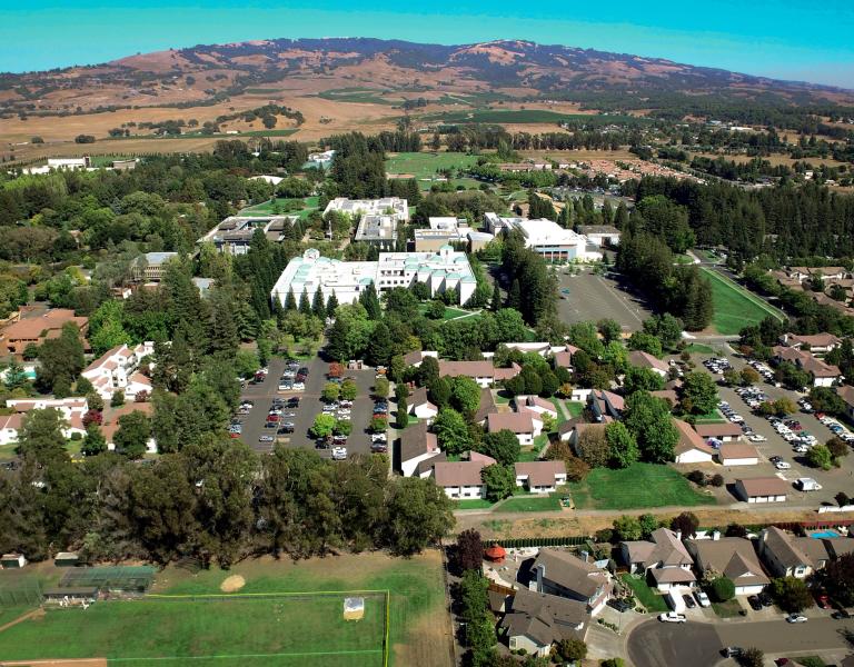 Aerial view of Sonoma State University campus